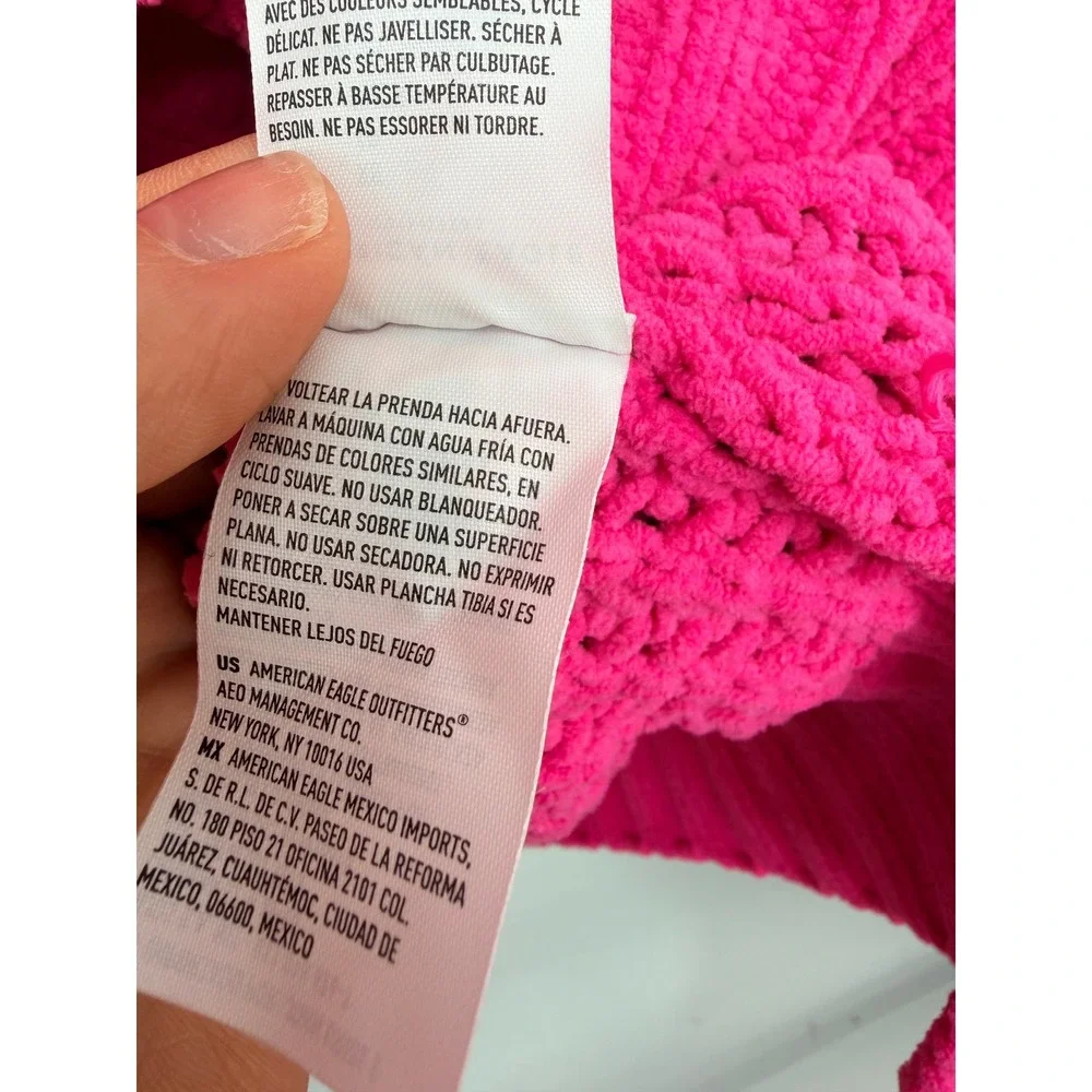 American Eagle Chenille Sweater Women XS Hot Pink Excellent Chunky Shaker Knit